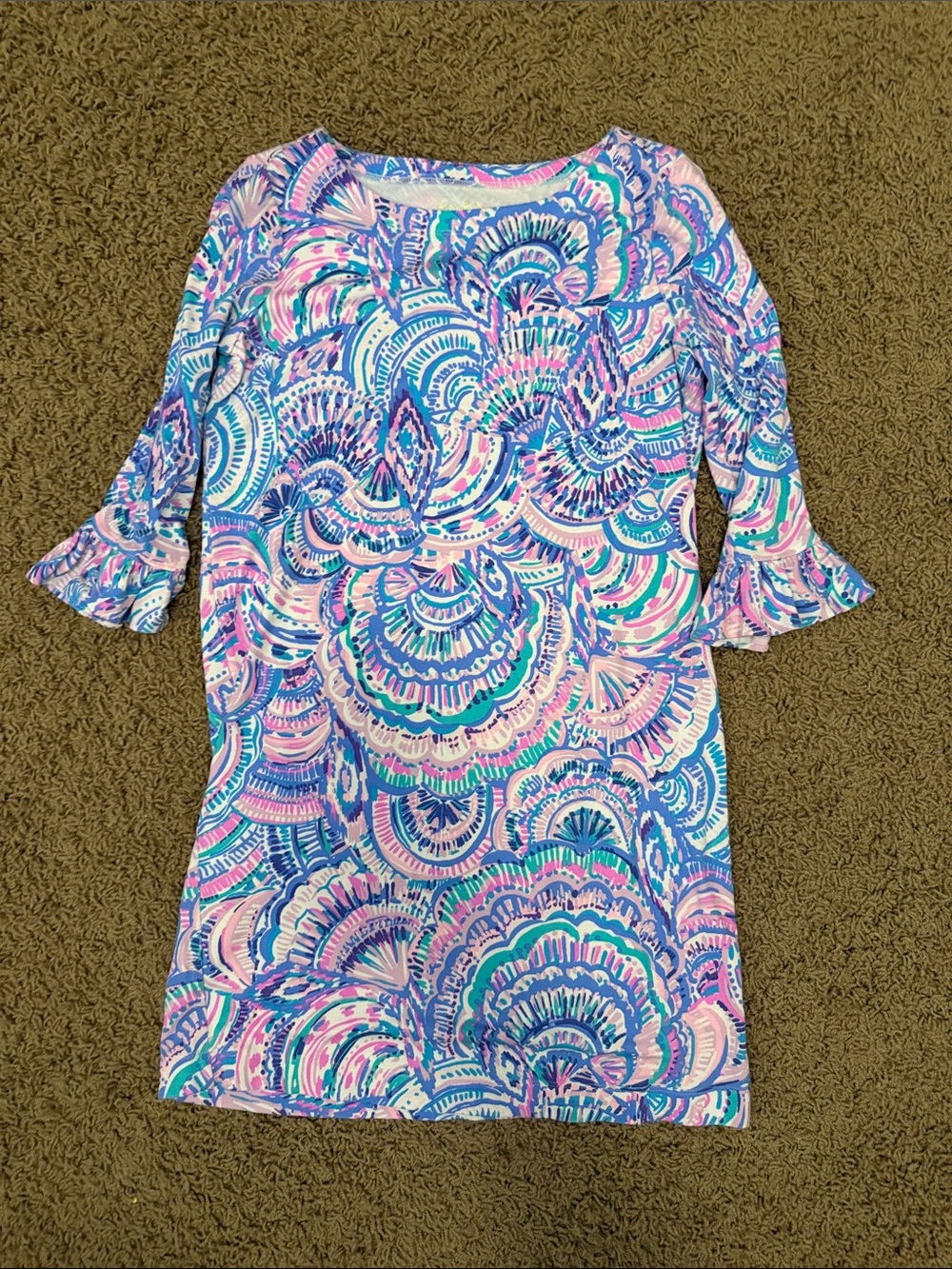 Lilly Pulitzer Multicolor Blue and Pink Patterned Midi Dress